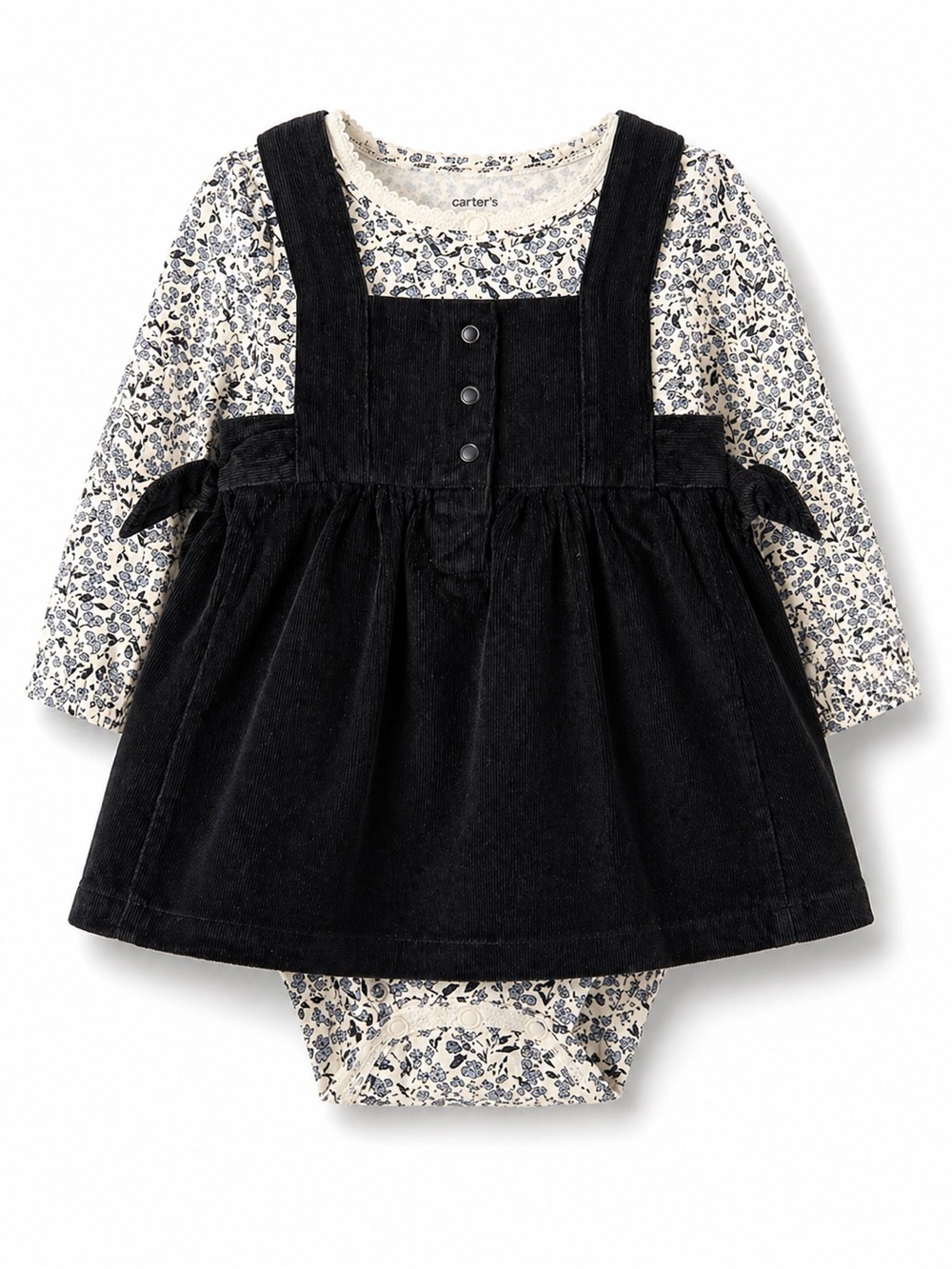 Carter’s Girl Outfit Set Jumper Dress & Floral Bodysuit NWT Neutral Cottagecore